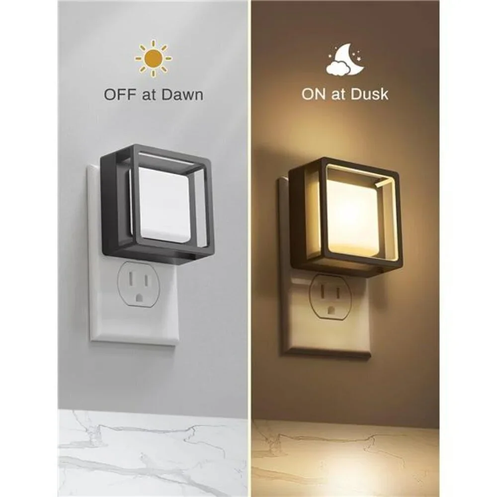 LED Night Light Plug Into Wall with Dusk-to-Dawn Sensor Dimmable White [2 Pack]